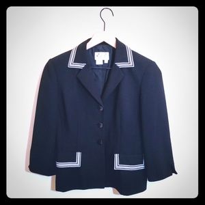 David Warren Petites 4 Black Suit Jacket White